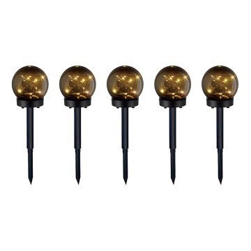 KOMPLEKT 5x LED Päikesepaneeliga valgusti 5xLED/0,12W/1,2V 3000K IP44 must