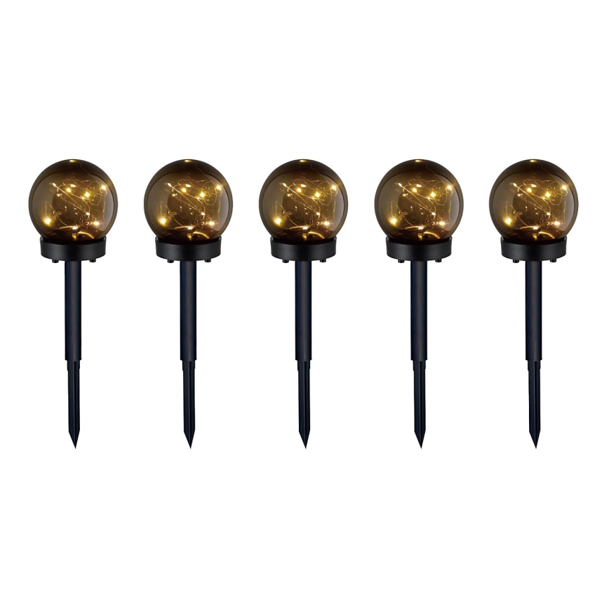 KOMPLEKT 5x LED Päikesepaneeliga valgusti 5xLED/0,12W/1,2V 3000K IP44 must