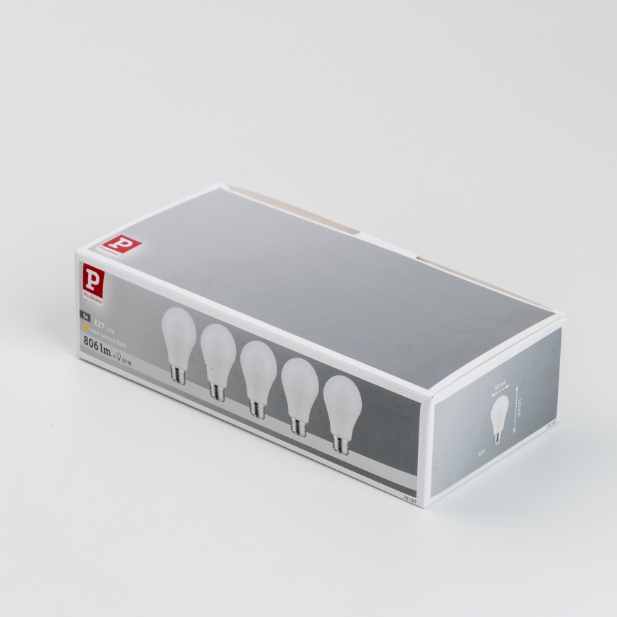 KOMPLEKT 5x LED Pirn A60 E27/9W/230V 2700K - Paulmann 28780