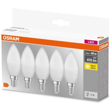 KOMPLEKT 5x LED Pirn BASE B40 E14/4,9W/230V 2700K - Osram
