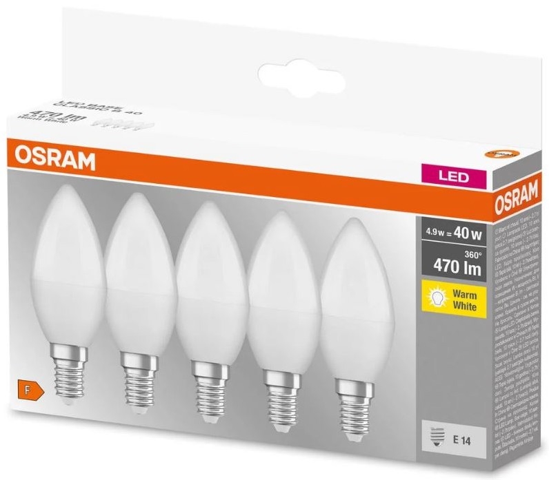KOMPLEKT 5x LED Pirn BASE B40 E14/4,9W/230V 2700K - Osram
