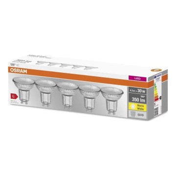 KOMPLEKT 5x LED Pirn PAR16 GU10/4,3W/230V 2700K 120° - Osram