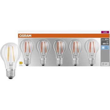 Komplekt 5x LED-pirni BASE CLASSIC FILAMENT A60 E27/7W/230V 4000K - Osram