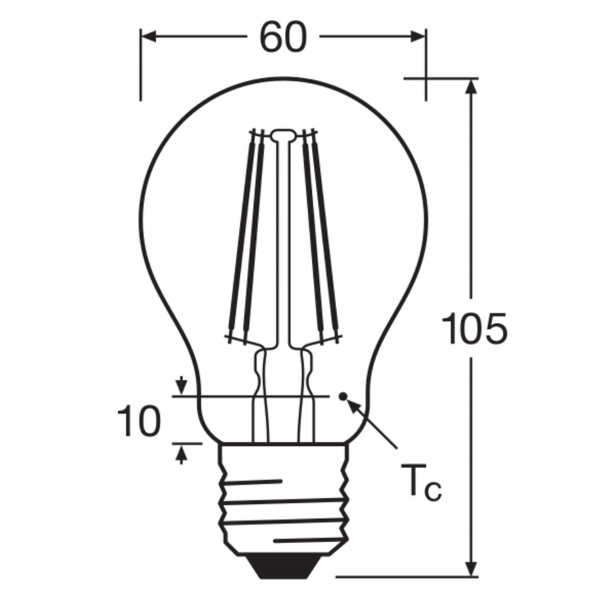 Komplekt 5x LED-pirni BASE CLASSIC FILAMENT A60 E27/7W/230V 4000K - Osram