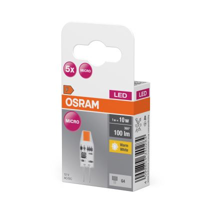 Komplekt 5x LED-pirni PIN MICRO G4/1W/12V 2700K - Osram