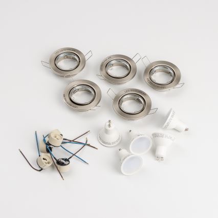 KOMPLEKT 5x vannitoa lae sisseehitatav valgusti 1xGU10/4W/230V IP23 mati kroom