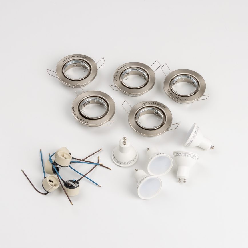 KOMPLEKT 5x vannitoa lae sisseehitatav valgusti 1xGU10/4W/230V IP23 mati kroom