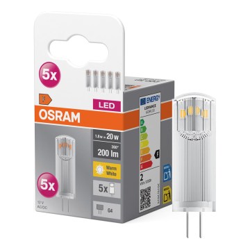 Komplekt 5× LED-pirni PIN G4, 1,8 W/12 V, 2700 K - Osram