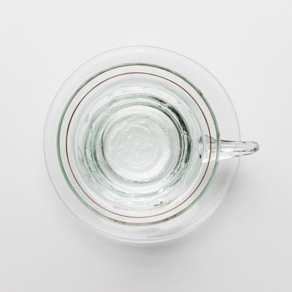 Komplekt 6x klaasist tass koos alustassiga, läbipaistev kimp nr 4