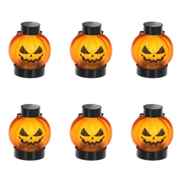 KOMPLEKT 6x LED Kaunistus HALLOWEEN LED/1xCR2032/soe valge kõrvitsad