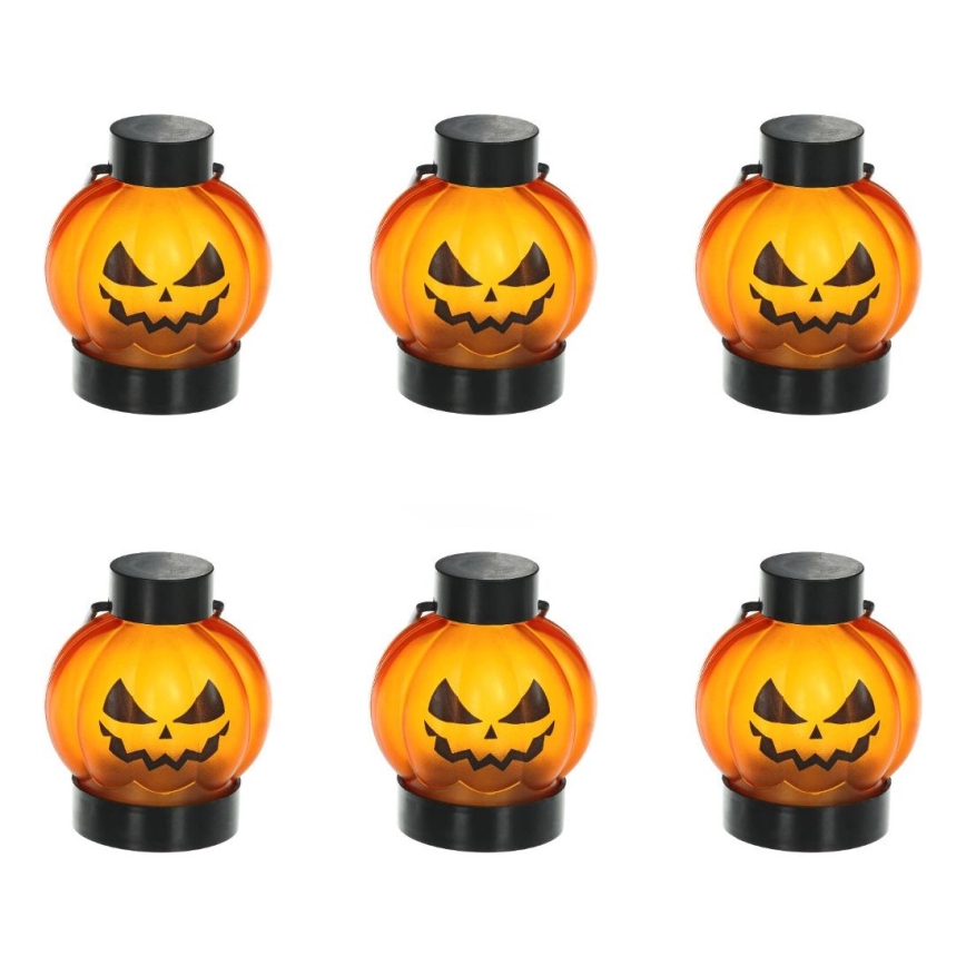 KOMPLEKT 6x LED Kaunistus HALLOWEEN LED/1xCR2032/soe valge kõrvitsad
