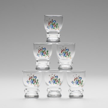 Komplekt 6x likööriklaas läbipaistev - lillemuster nr. 5