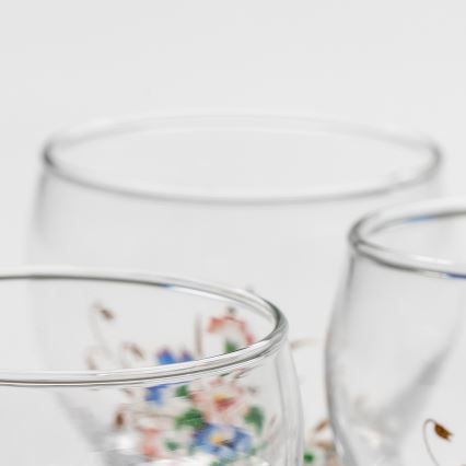 Komplekt 6x likööriklaas läbipaistev - lillemuster nr3
