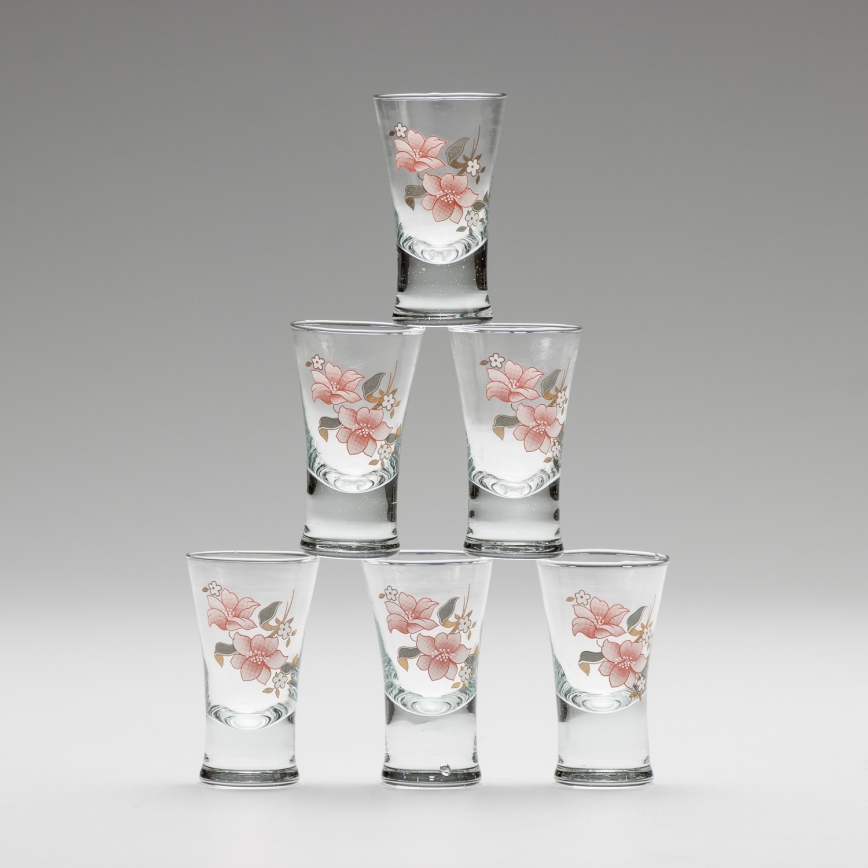 Komplekt 6x likööriklaas lillekimbumustriga nr 2