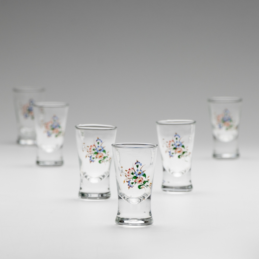Komplekt 6x likööriklaas lillekimbumustriga nr 3