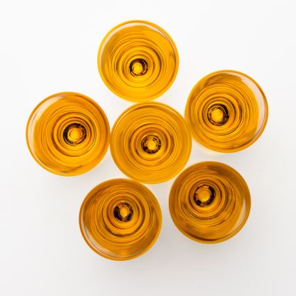 Komplekt 6x pitsid 25 mm läbipaistev kollane