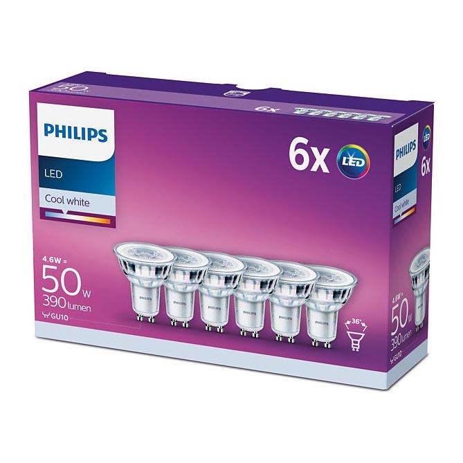 KOMPLEKT 6xLED Pirn Philips GU10/4,6W/230V 4000K