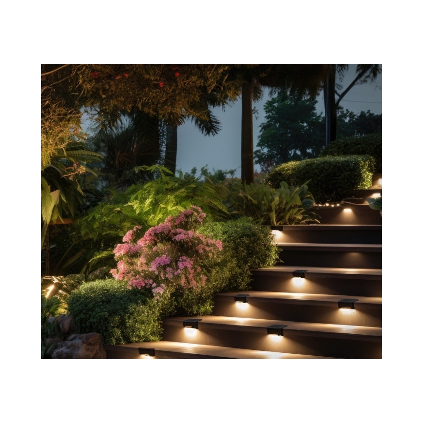 KOMPLEKT 8x LED Päikesepaneeliga trepivalgusti LED/0,06W/1,2V 3000K IP44 600 mAh