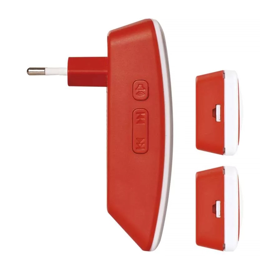 KOMPLEKT Juhtmevaba uksekell pistikupessa + 2x nupp 230V IP44