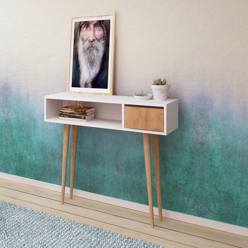 Konsoollaud KIOGI 94x100 cm valge/beež