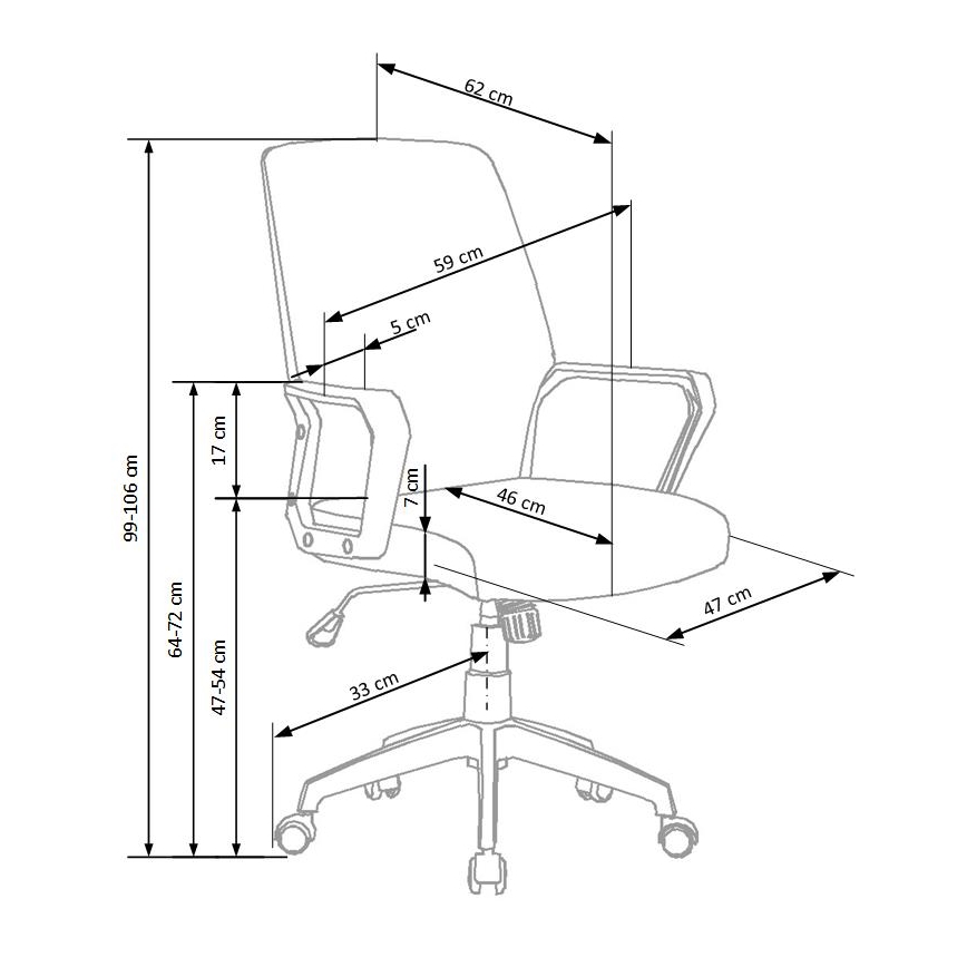 Kontoritool LONA valge/helehall