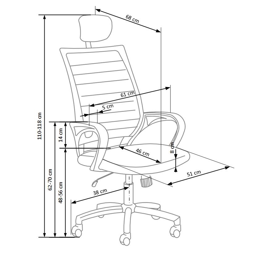 Kontoritool MIRI must/valge
