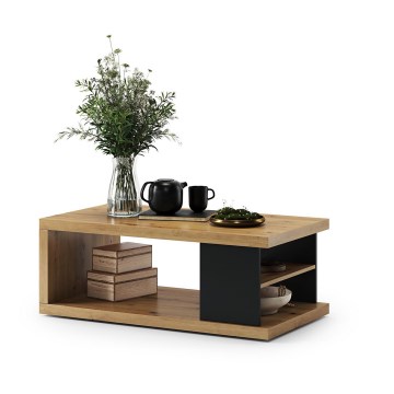 Konverentsilaud riiuli ja hoiuruumiga LORA artisan tamme/must