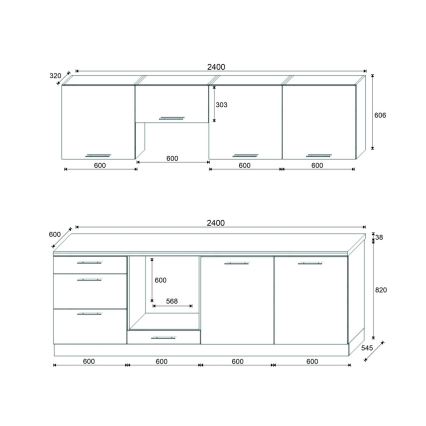 Köögikomplekt CELESTE 240 cm läikiv taupe