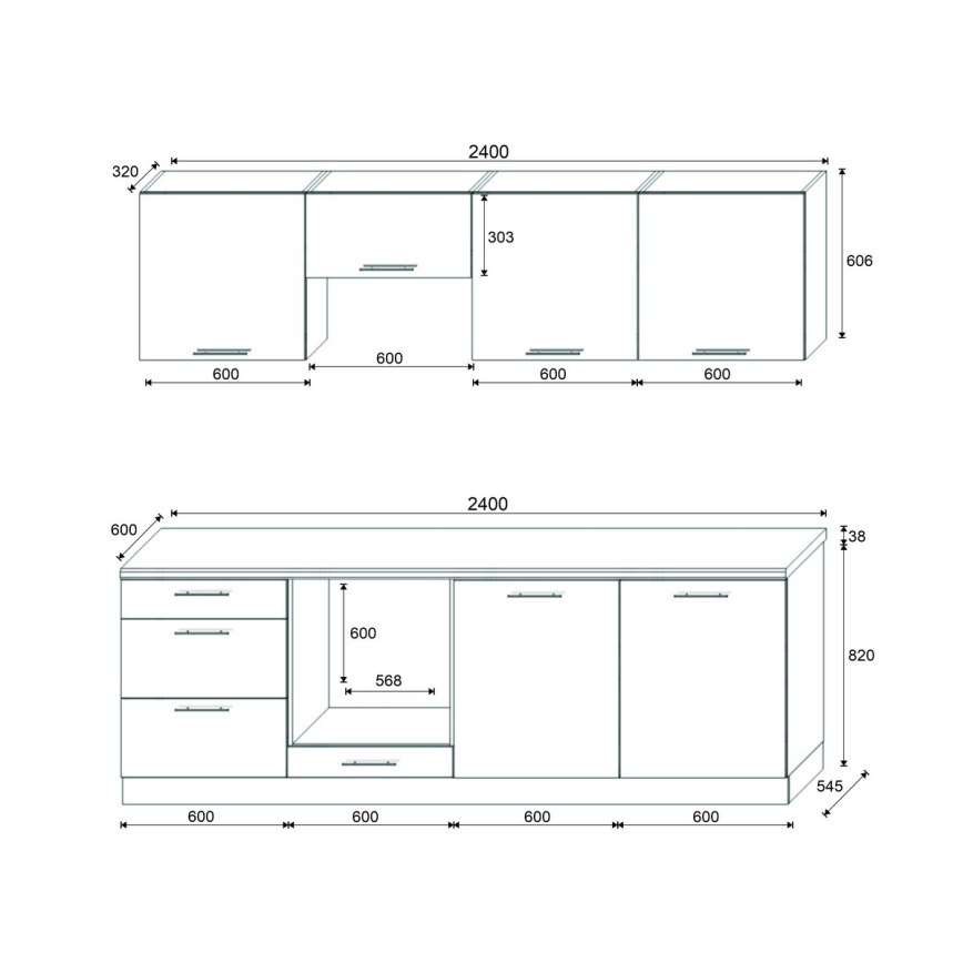 Köögikomplekt CELESTE 240 cm läikiv taupe