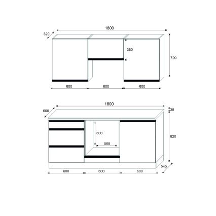 Köögikomplekt MARINA 180 cm craft-tamm