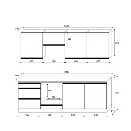 Köögikomplekt MARINA 240 cm, craft-tamm