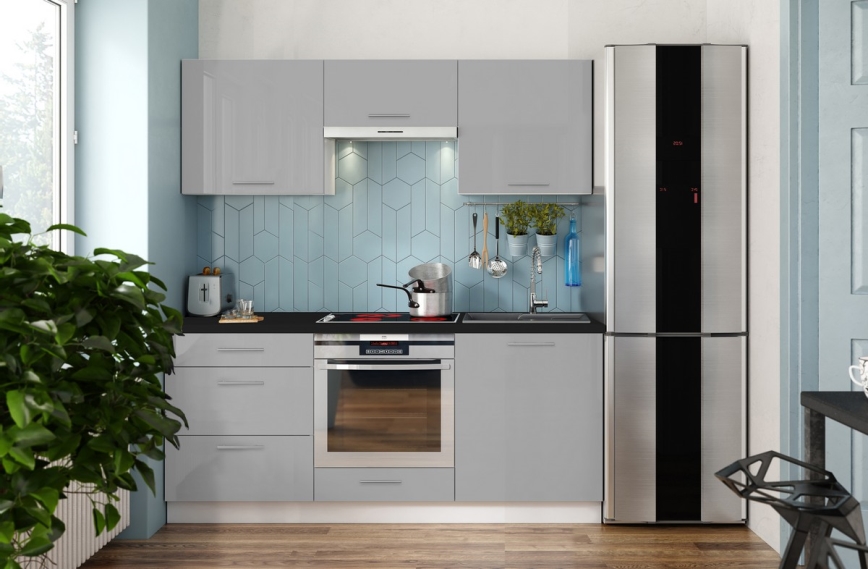 Köögimööbel CELESTE 180 cm läikiv hall
