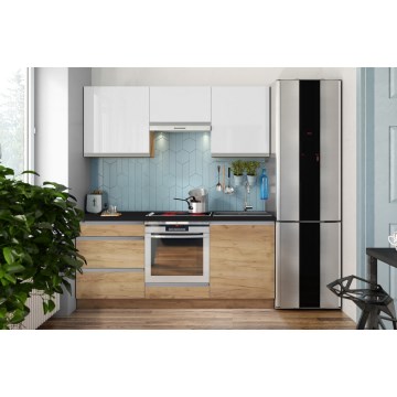 Köögimööbel MARINA 180 cm tamme craft/läikiv valge