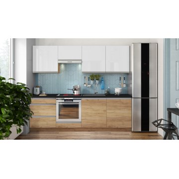Köök MARINA 240 cm tamm craft/läikiv valge