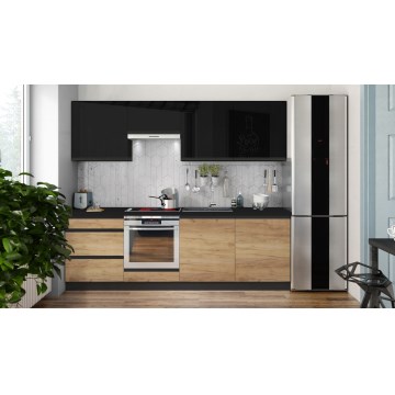Köök MARINA 240 cm tamme craft/läikiv must