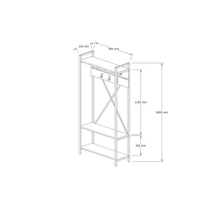 Koridori eraldussein ALFA 180x90 cm valge/must