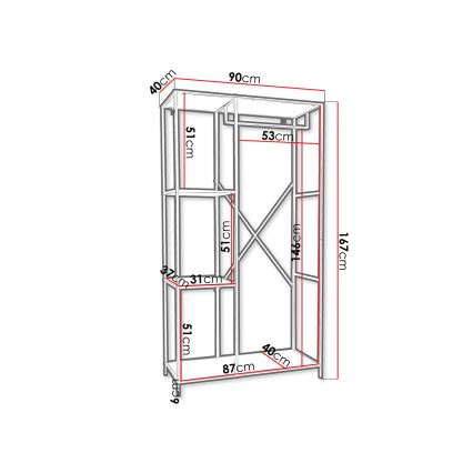 Koridorikapp CARLO 167x90 cm must