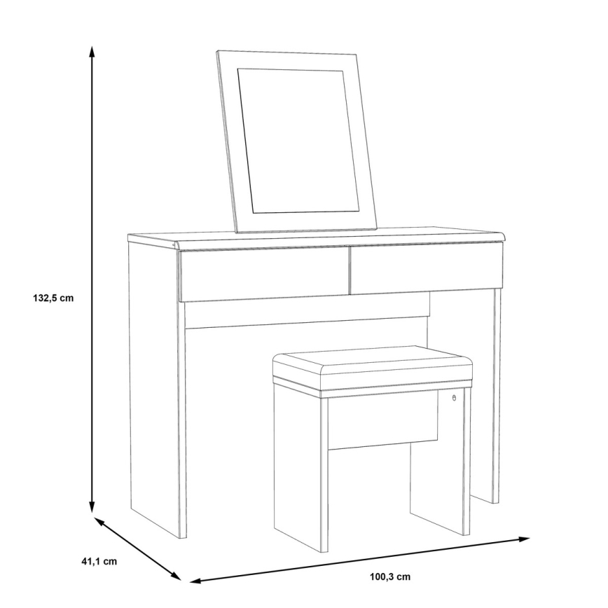 Kosmeetikalaud JUNO + tumba 45x29,6 cm pruun/must
