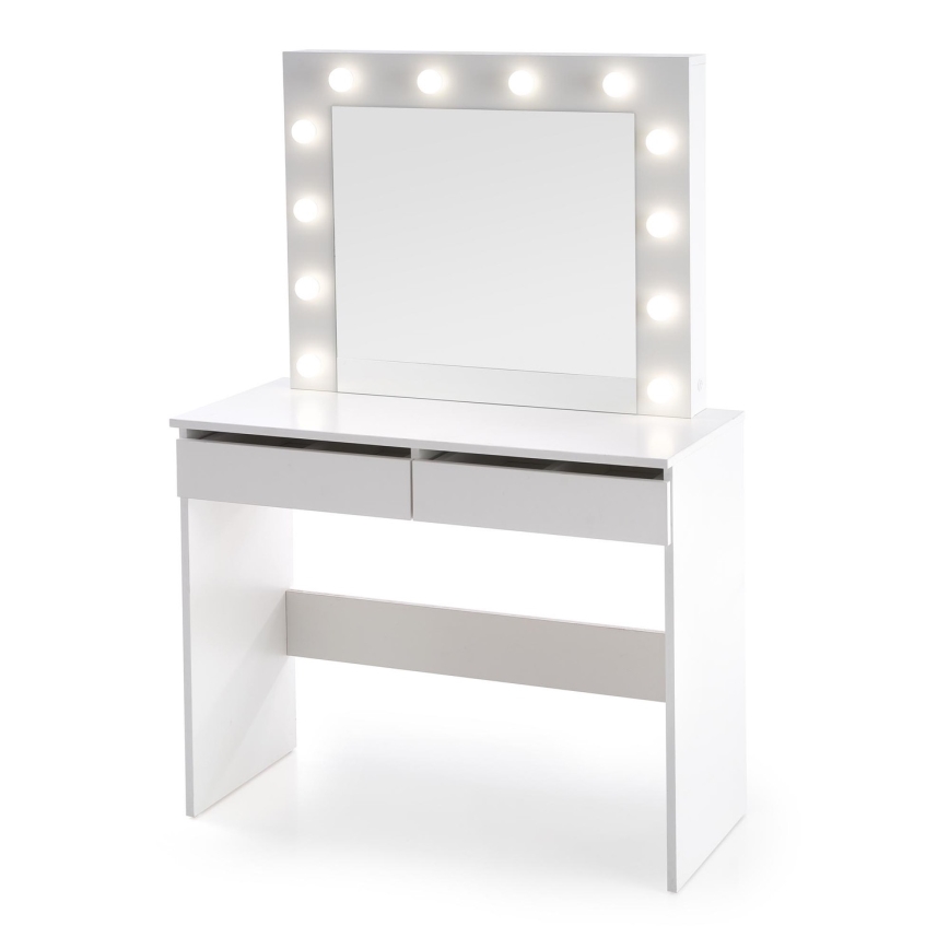 Kosmeetikalaud koos LED valgustusega HOLLYWOOD 140x94 cm valge