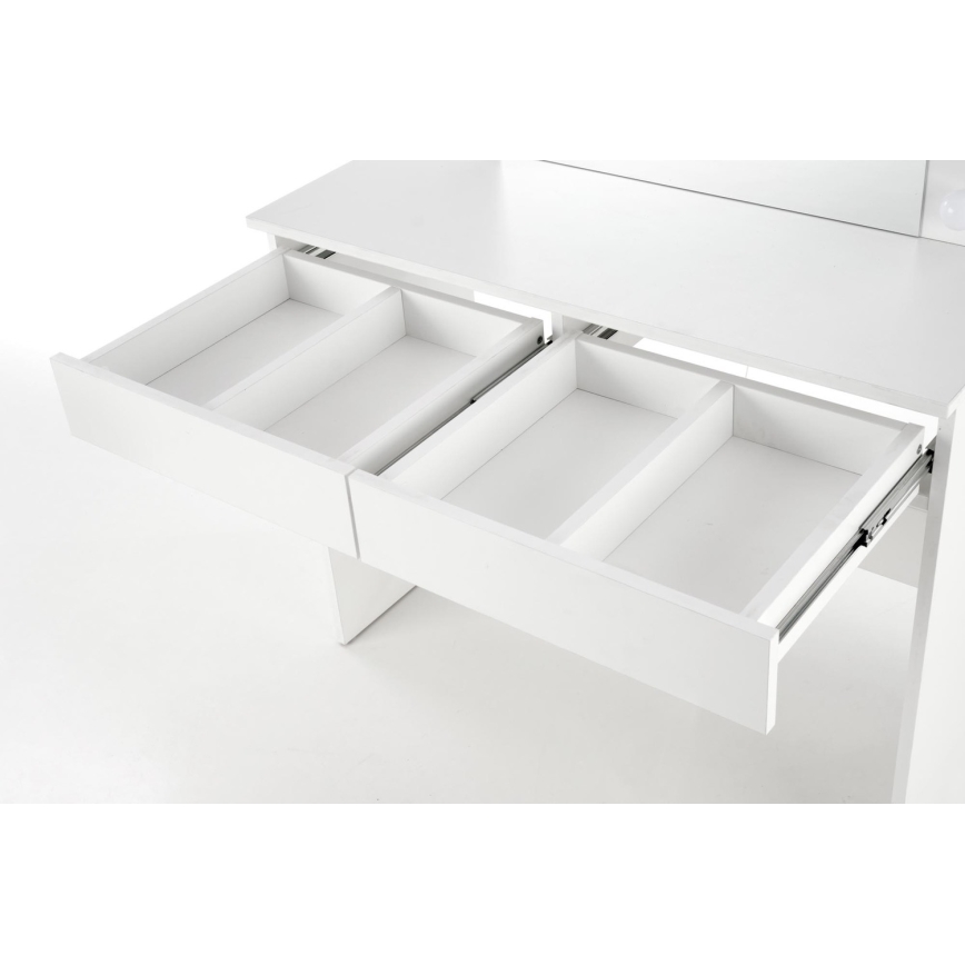 Kosmeetikalaud koos LED valgustusega HOLLYWOOD 140x94 cm valge