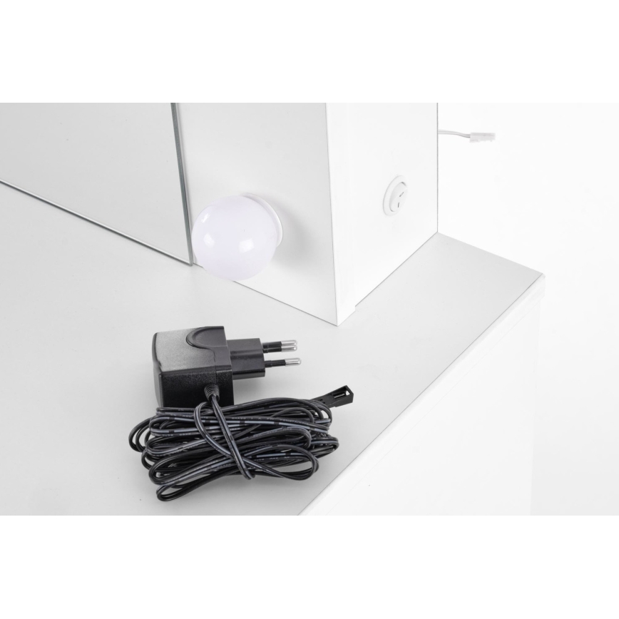 Kosmeetikalaud koos LED valgustusega HOLLYWOOD 140x94 cm valge