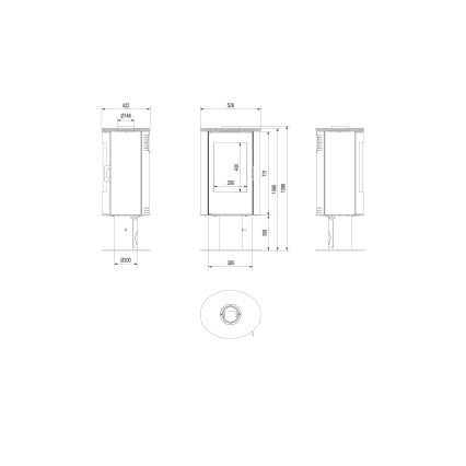 Kratki - Terasest kamin 8kW 150mm