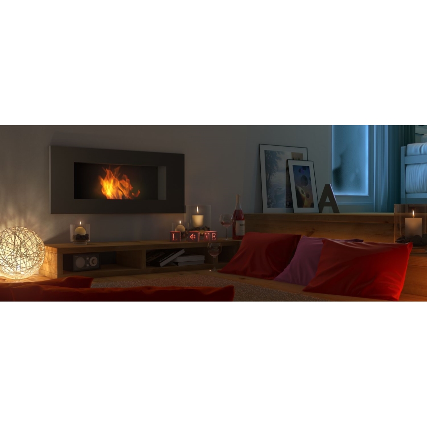 Kratki - Sisseehitatud biokamin 40x90 cm 2kW must