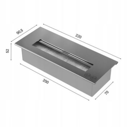 Kratki - Sisseehitatud biokamin 40x120 cm 3x1,1kW must