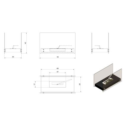 Kratki - Biokamin 40,2x70 cm 2kW valge