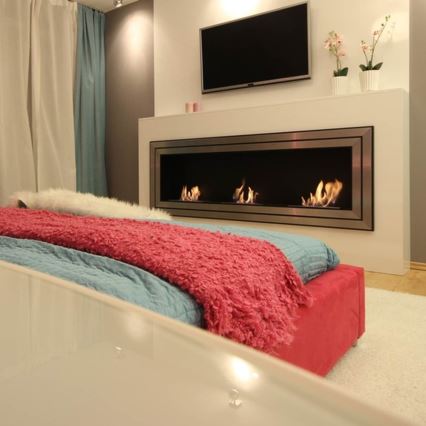 Kratki - Sisseehitatud BIO kamin 65x180 cm 3x2,5kW läikiv kroom