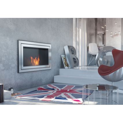 Kratki - Sisseehitatud BIO kamin 65x180 cm 3x2,5kW läikiv kroom