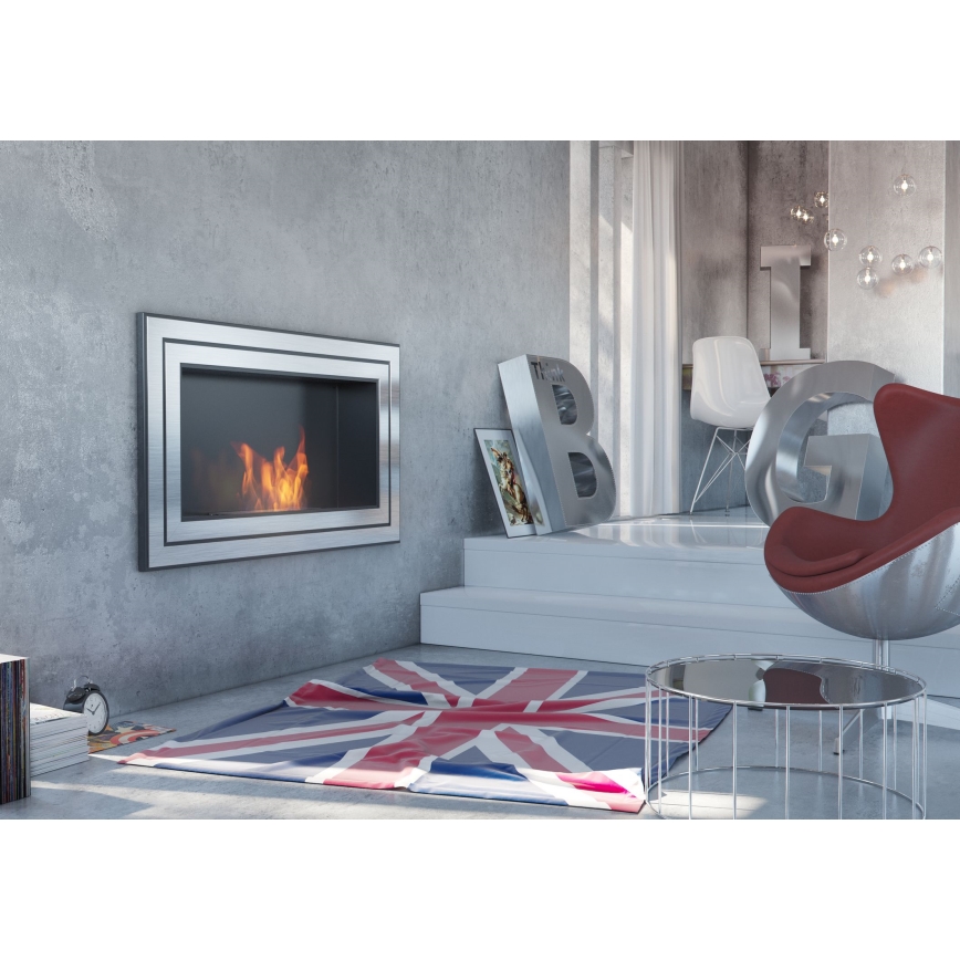 Kratki - Sisseehitatud BIO kamin 65x180 cm 3x2,5kW läikiv kroom