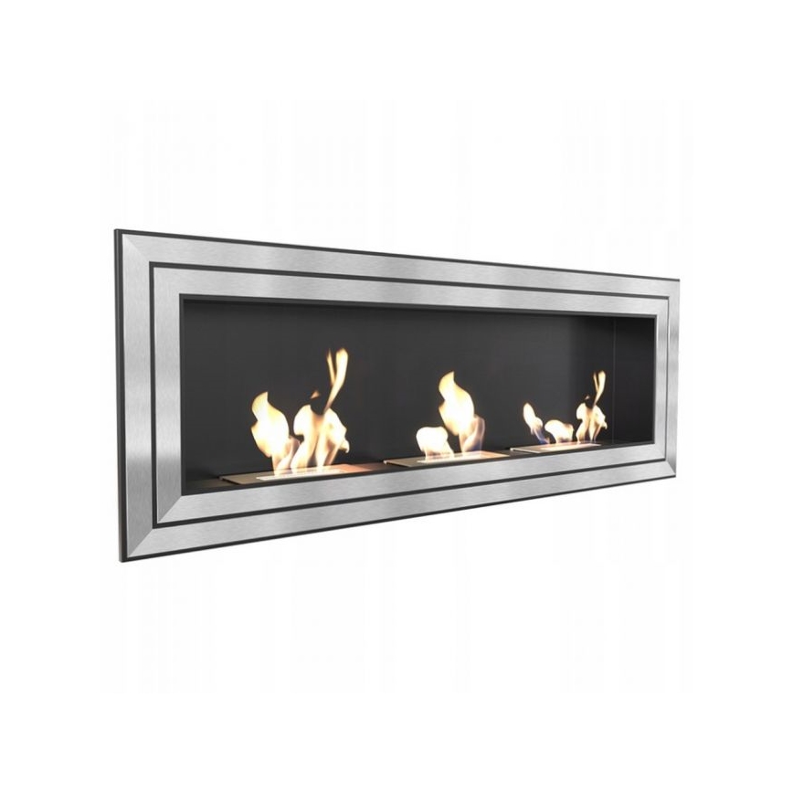 Kratki - Sisseehitatud BIO kamin 65x180 cm 3x2,5kW läikiv kroom