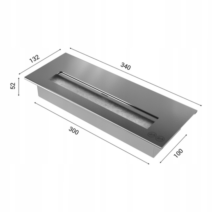 Kratki - Sisseehitatud BIO kamin 65x180 cm 3x2,5kW läikiv kroom